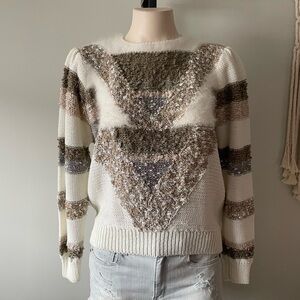 Vintage Piaf Angora Mixed Media Knit Sweater 80s 90s Fuzzy Size Medium